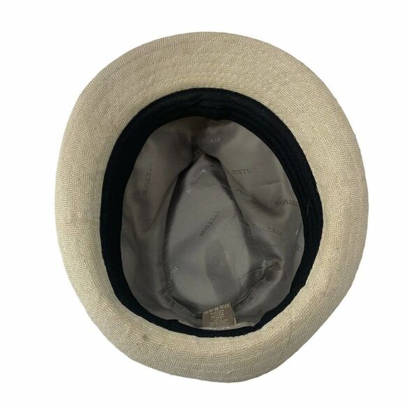 Stetson Beige Herringbone Linen Blend Fedora Mens - Picture 4 of 7